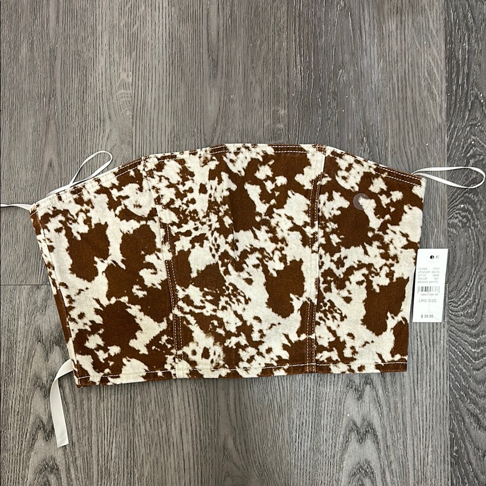 PacSun Brown and White Cow Print Crop Top